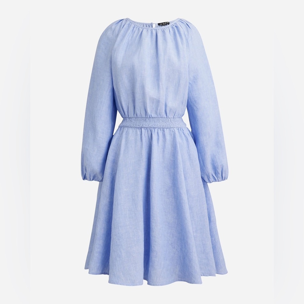 J. Crew Palermo Smocked-Waist Mini Dress in Linen